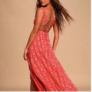 Lulu's Scarlet Floral Maxi Dress
